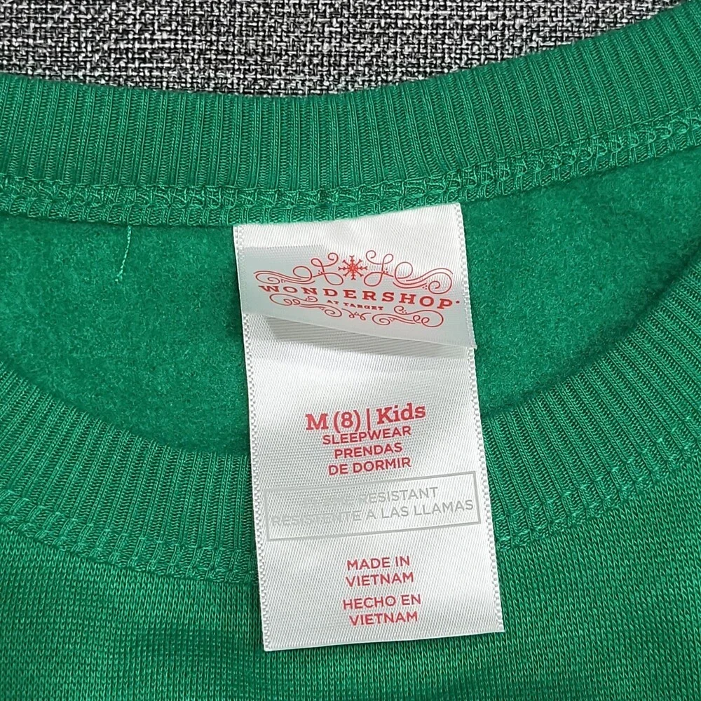Kids' Santa's Little Helper Pajama Sweatshirt - Wondershop Green Size Medium 8